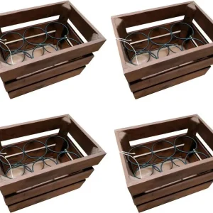 4 casiers rustiques pour 24 bouteilles en bois et métal - BACCHUS