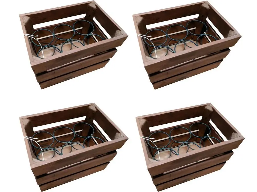 4 casiers rustiques pour 24 bouteilles en bois et métal - BACCHUS