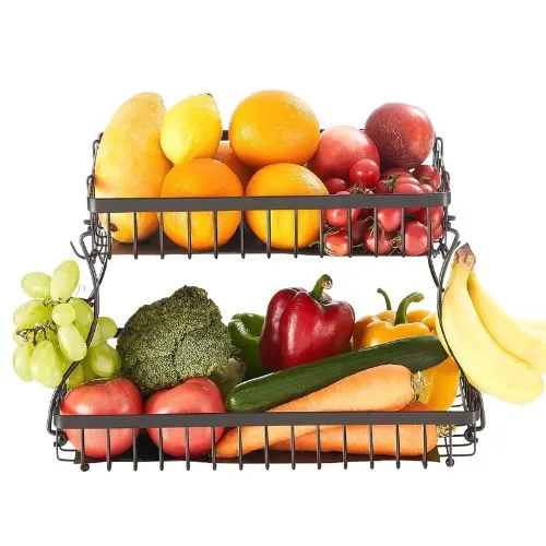 2 Layers Fruit Basket Bow Stand Holder Kitchen SYB-221