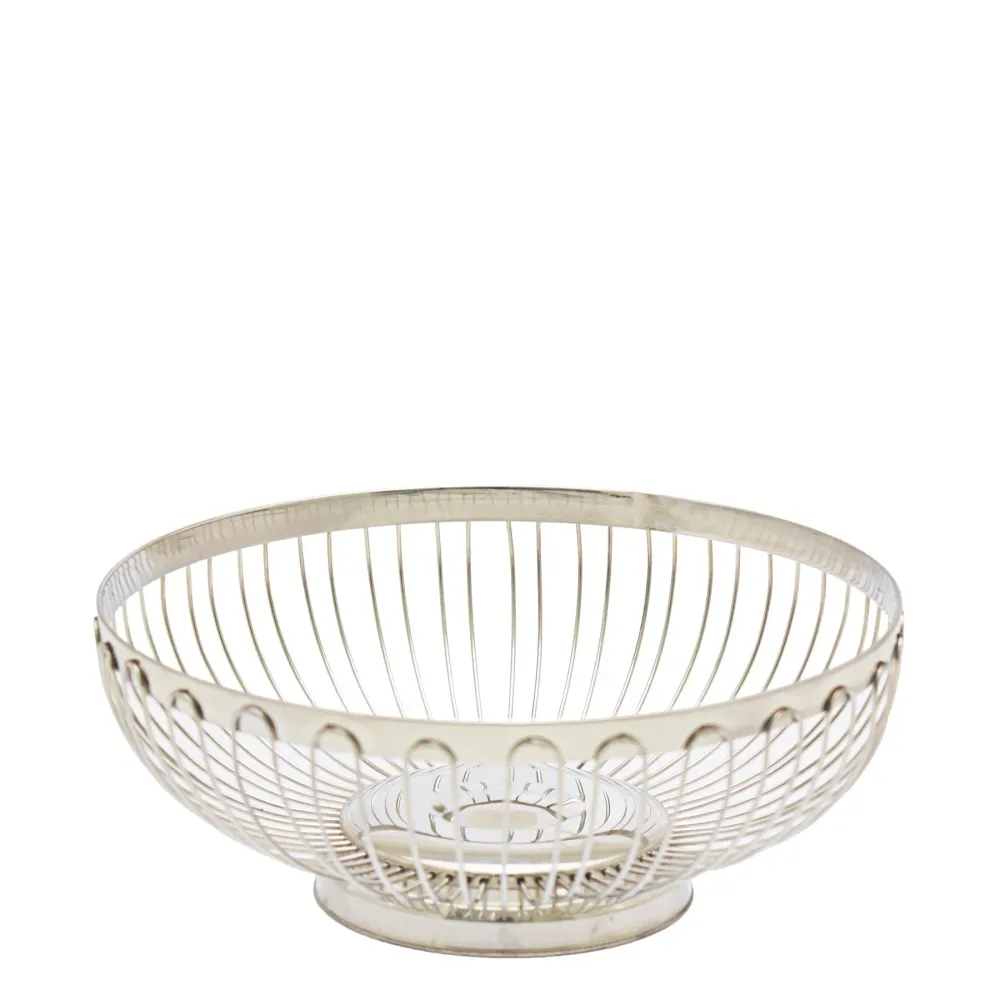 Regent Bread Basket Round 20cm - Ton argent