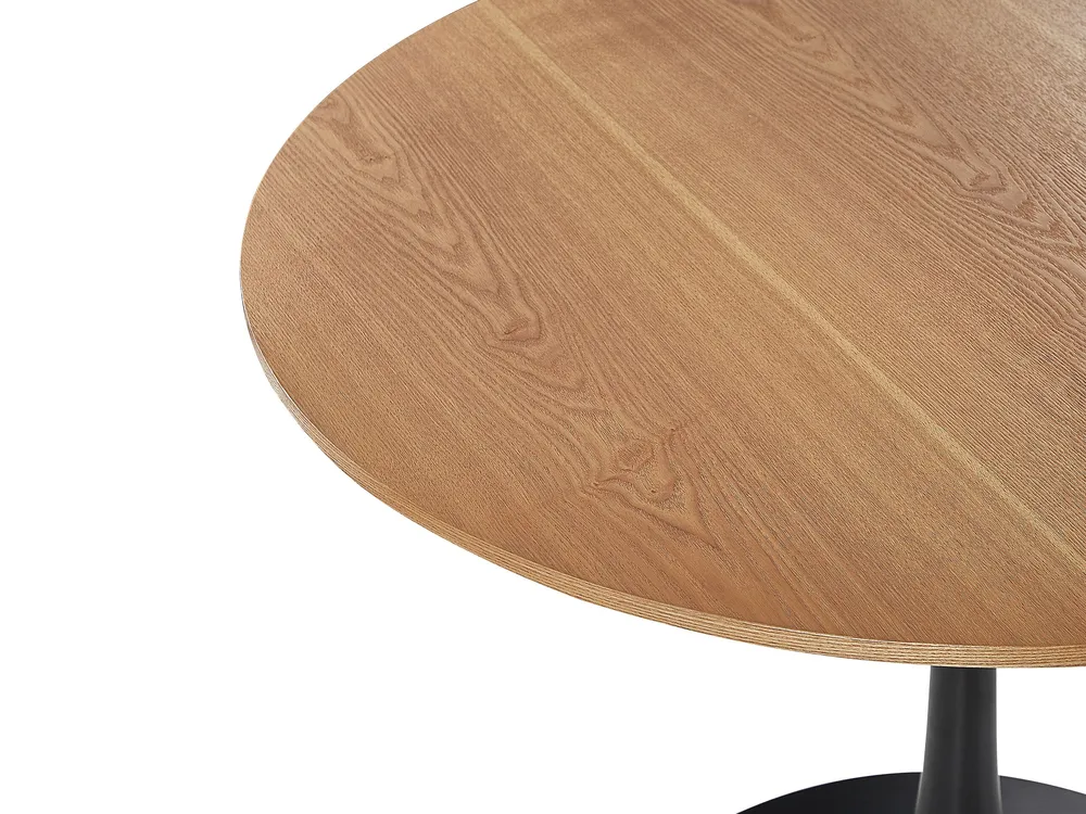 Round Dining Table ⌀ 90 cm Light Wood Noir jais BOCA