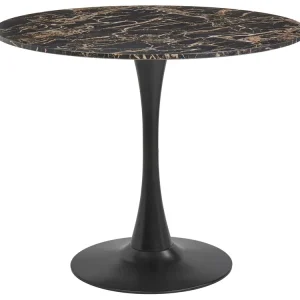 Round Dining Table ⌀ 90 cm Marble Effect Noir jais and Gold BOCA
