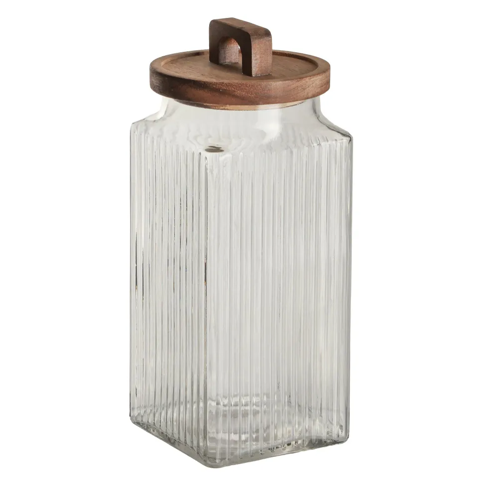 Bocal en verre couvercle acacia 2300ml Stokomani