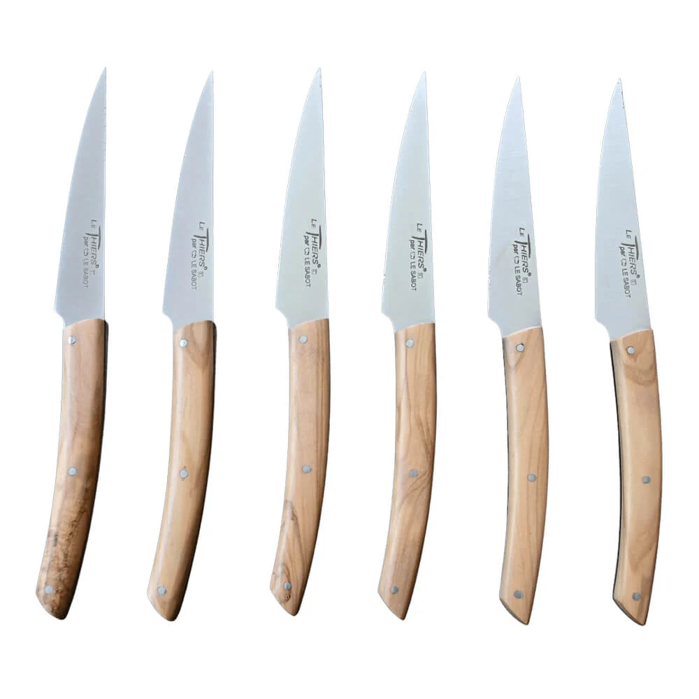 Coffret 6 couteaux Le Thiers Manches en bois d'olivier - Au Sabot