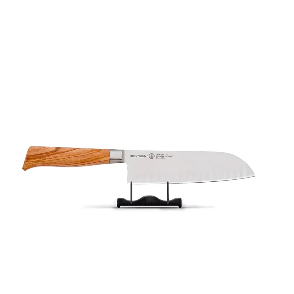 Messermeister - Santoku de luxe Oliva avec fossettes 16,5 cm