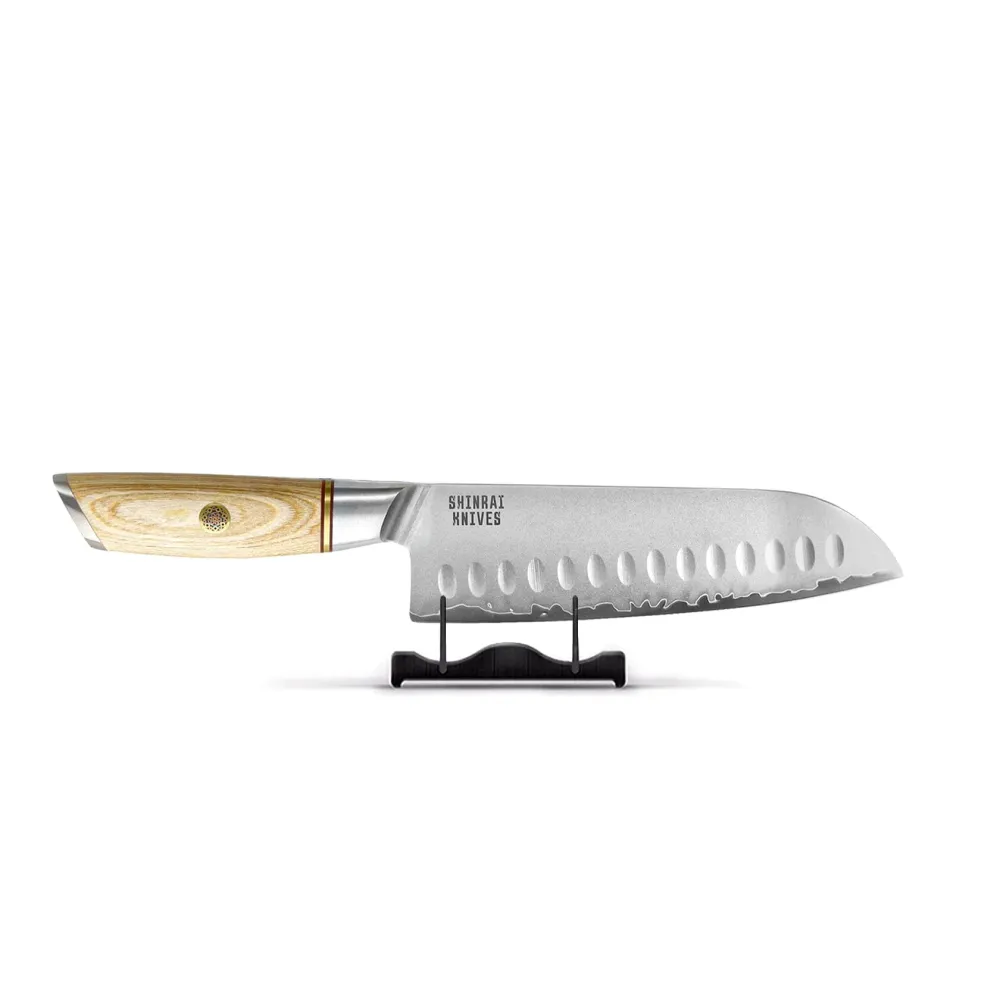 Couteaux Shinrai - Couteau Hikari Damas Santoku 18 cm Shinrai Knives