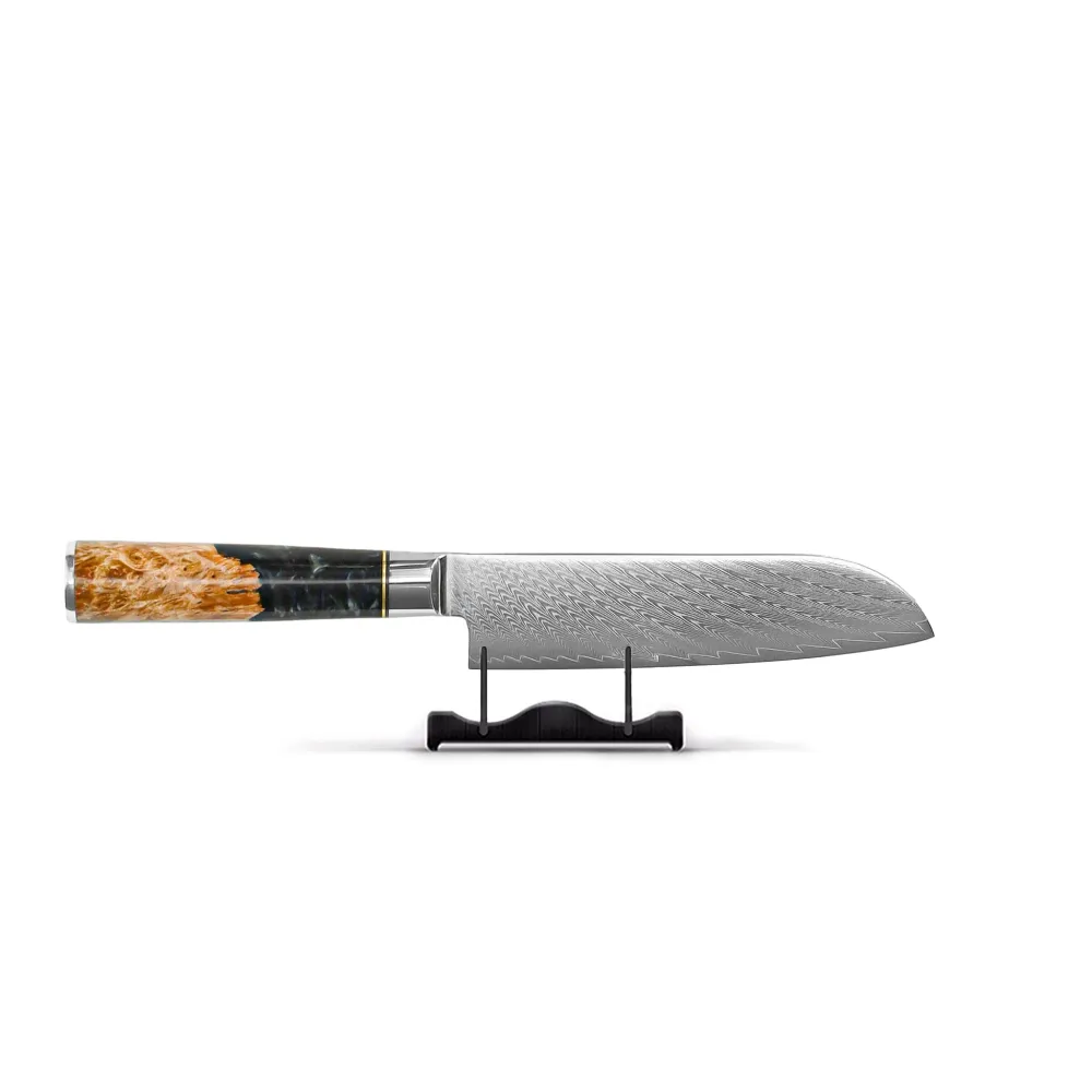 Shinrai Japon - Couteau Santoku Epoxy Onyx Damas 18 cm Shinrai Knives