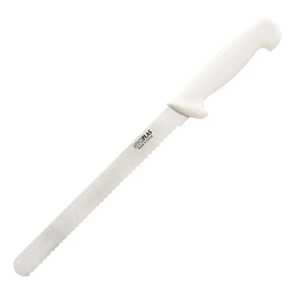 Couteau À Trancher Denté Hygiplas Blanc 255Mm