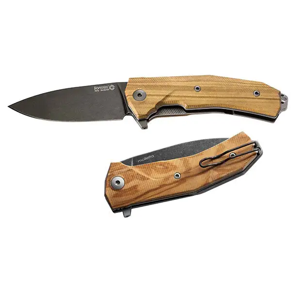 Couteau pliant KUR WOOD, bois d'olivier (PVD & Stone Washed) pour Professionnels de la Cuisine