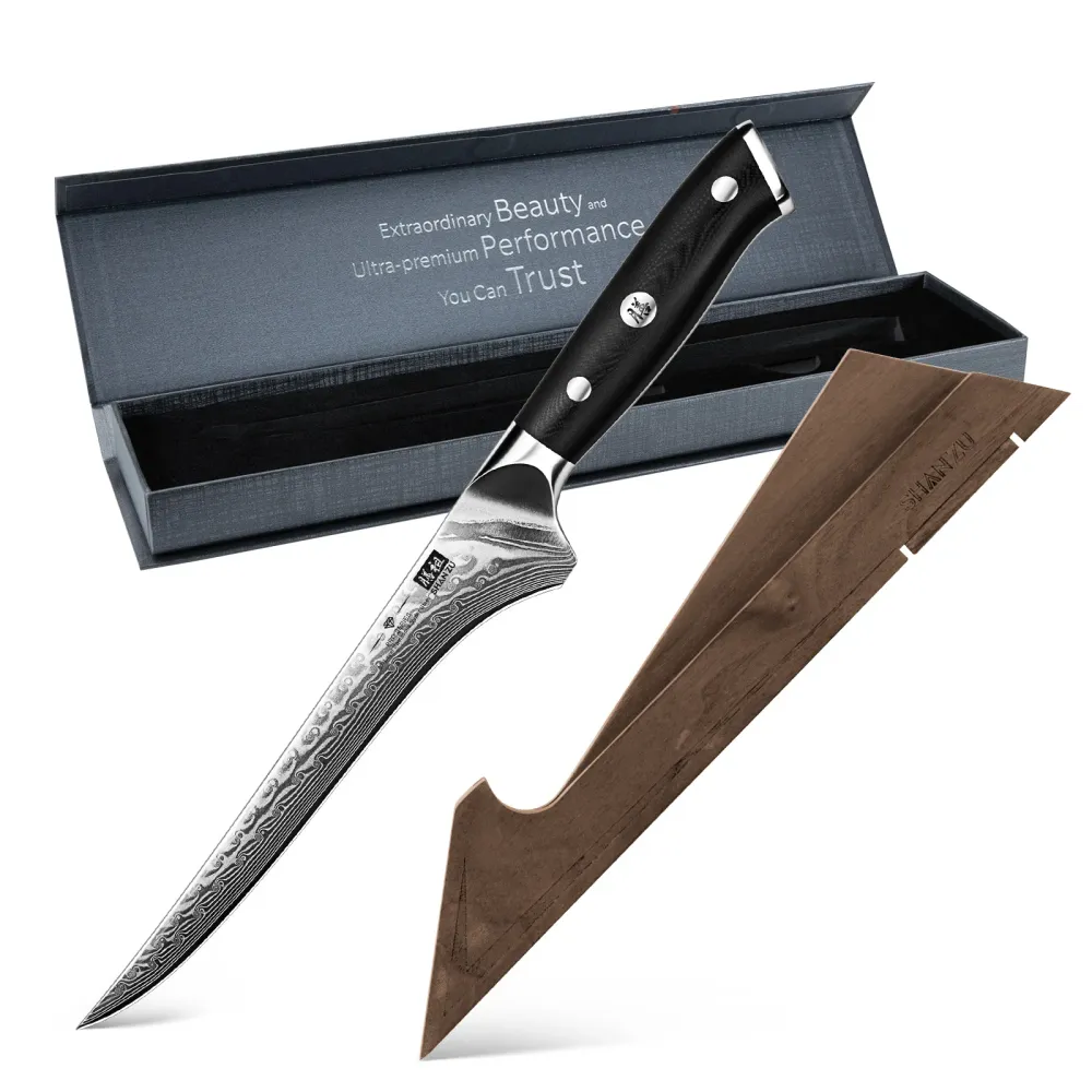 SHAN ZU Pro | Damas Filetiermesser 7" + Magnetischer Messerhalter pour Cadeau de Mariage