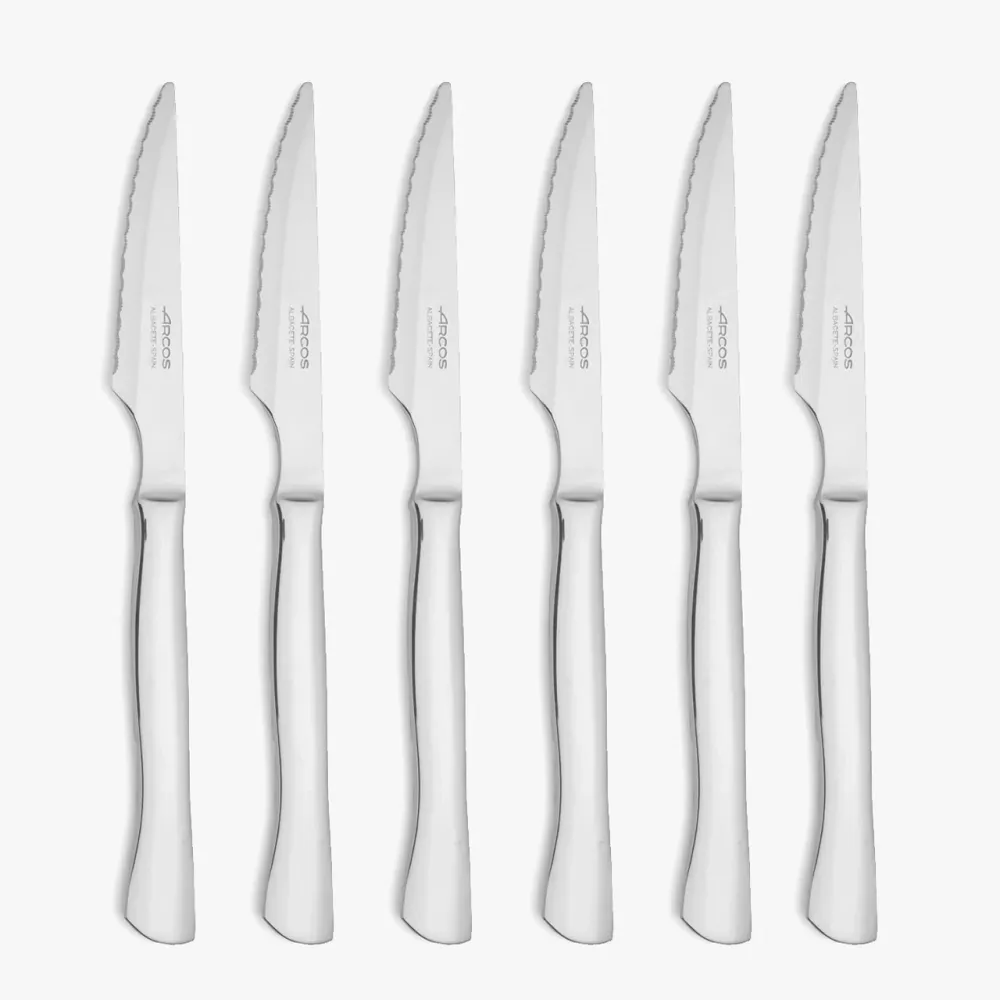 Set de 6 couteaux à steak forgés en acier inoxydable avec 6 Fentes