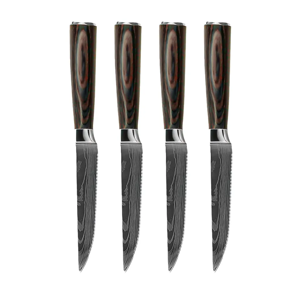 Shinrai Japon - Damas Print 4 Couteaux à steak Shinrai Knives