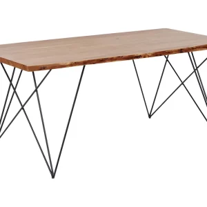 Eettafel acaciahout lichthout/zwart 180 x 90 cm MUMBAI
