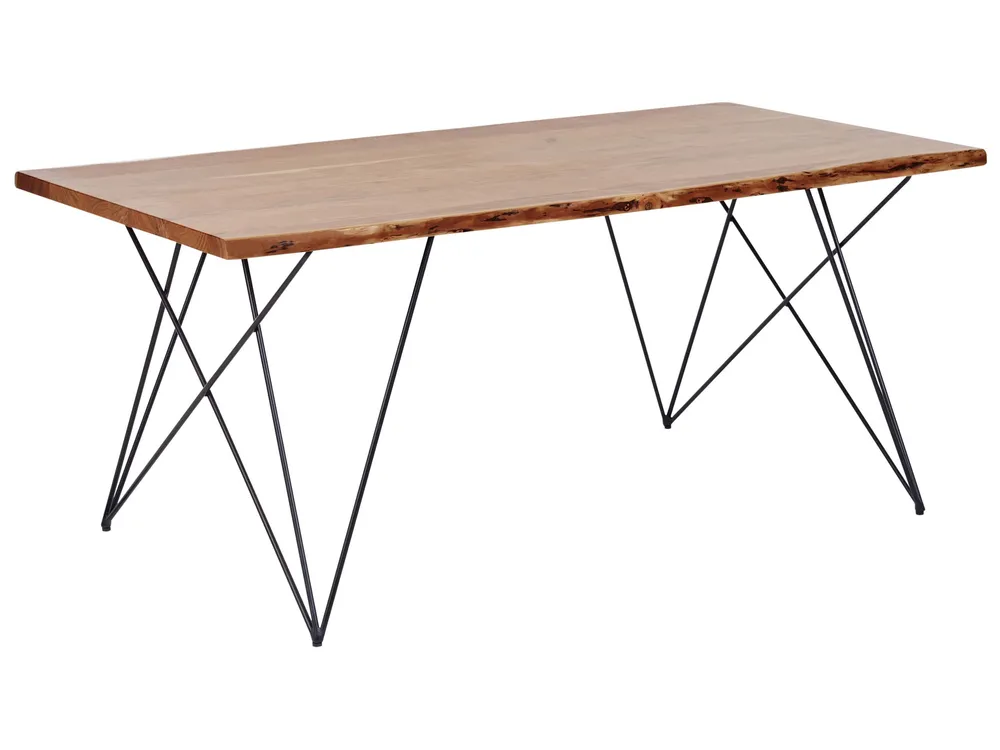 Eettafel acaciahout lichthout/zwart 180 x 90 cm MUMBAI