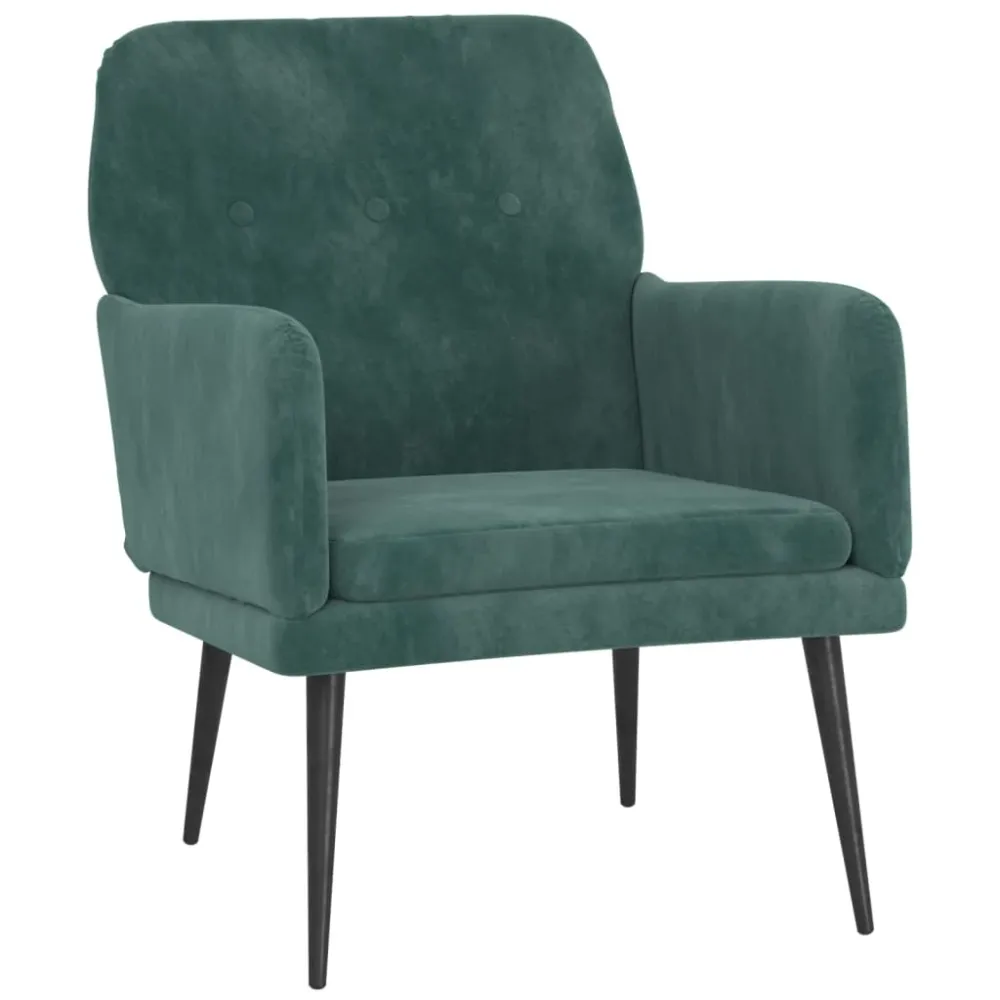 Fauteuil lounge design et actuel avec accoudoirs 62 x 79 x 79 cm en velours vert DEC028683