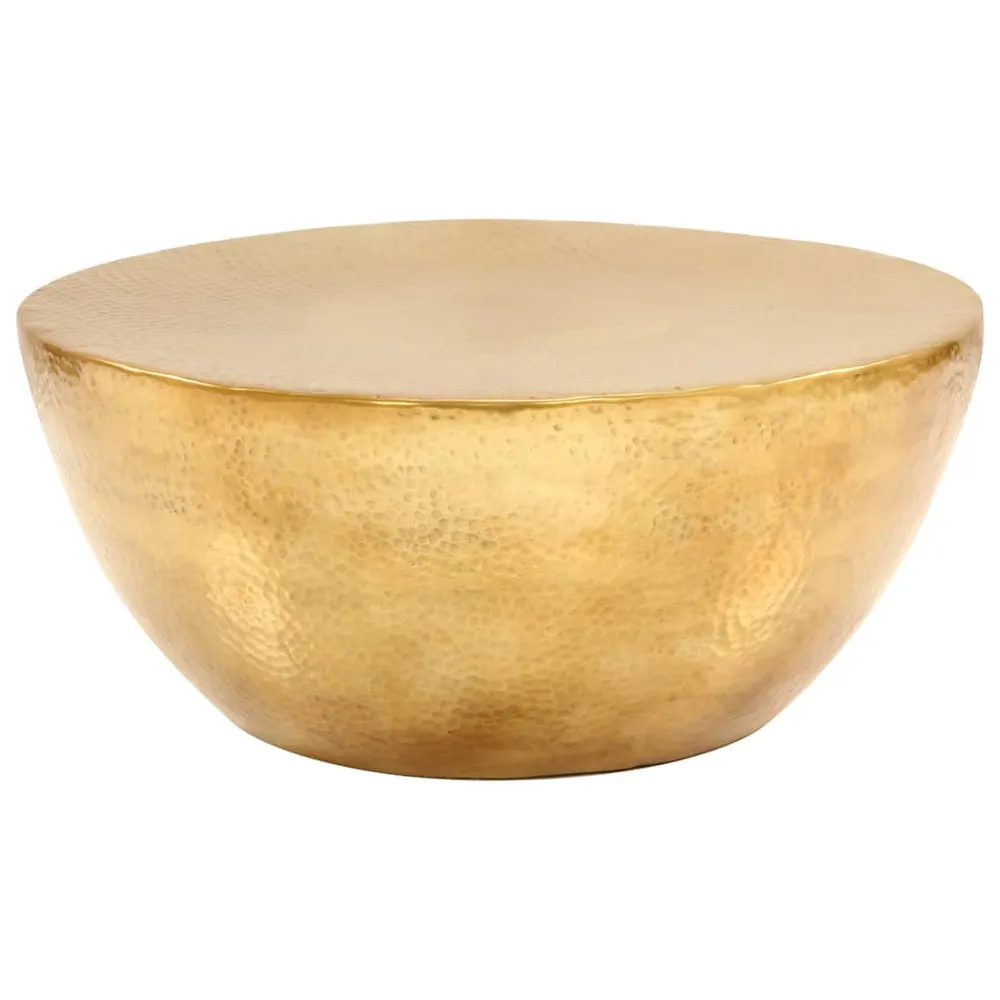 Table basse ronde en aluminium martelé laiton – Design bol table d’appoint tendance Ø 70 cm DEC037261