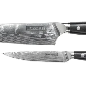 Set de couteaux Blackwell (Couteau de chef + Couteau de bureau) - Style japonais - Acier damassé 67 couches - VG10 - 2 piè...