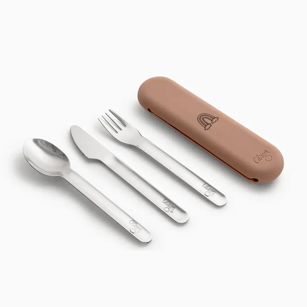 Citron Set de Couverts avec Étui en Silicone – Blush Pink
