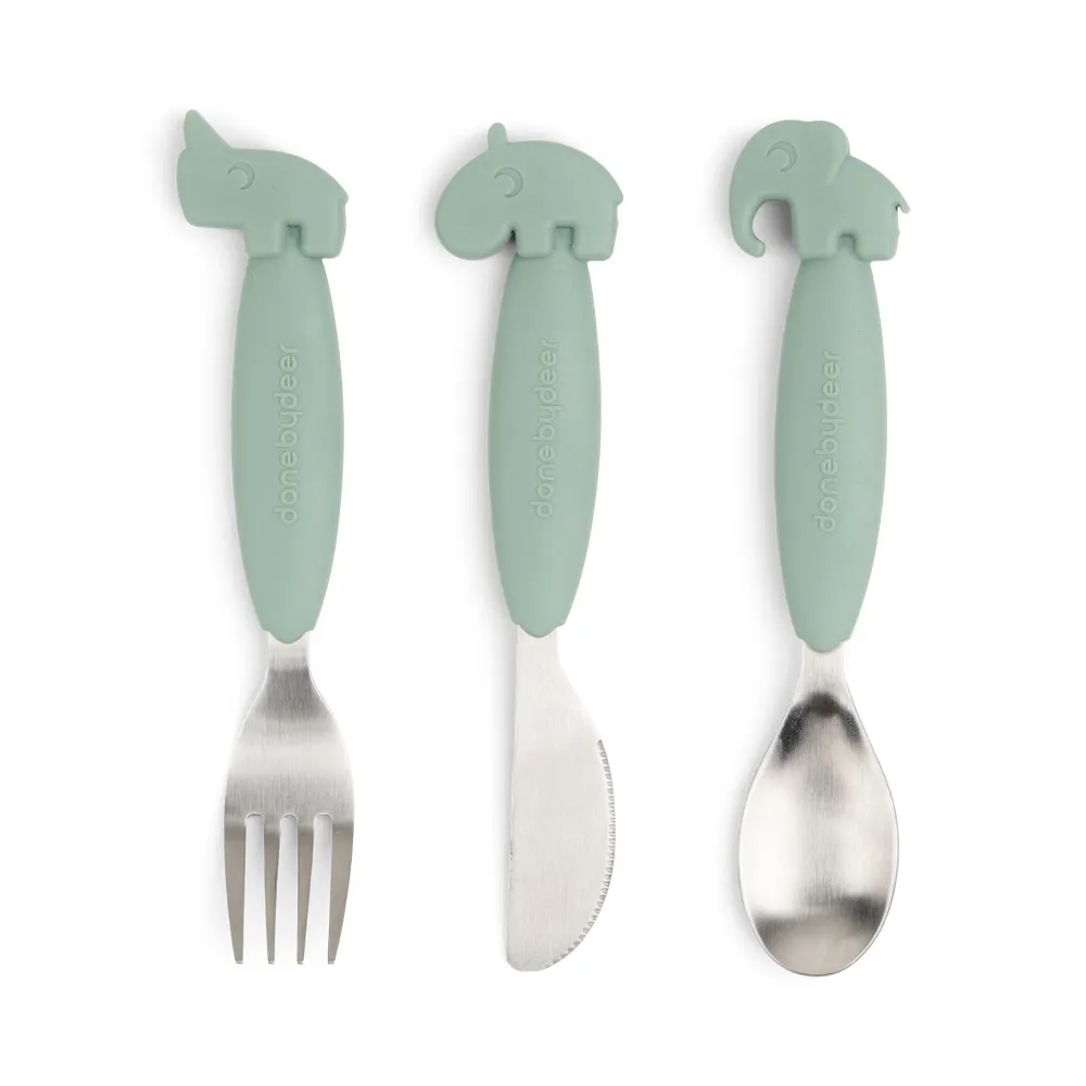 Couverts set de 3 Easy-grip - Deer friends - Vert Done by Deer