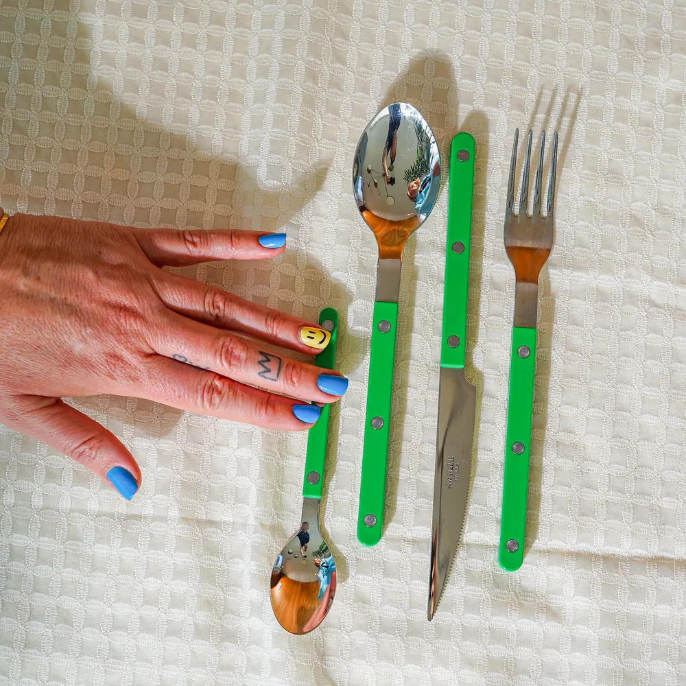 Ensemble de couverts 4 pièces en Vert Jardin Sabre