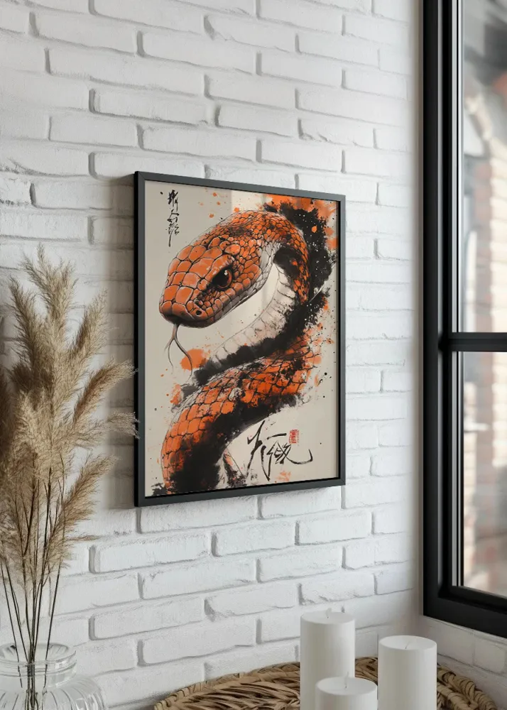 Serpent de style japonais en couleur orange Fine Artic