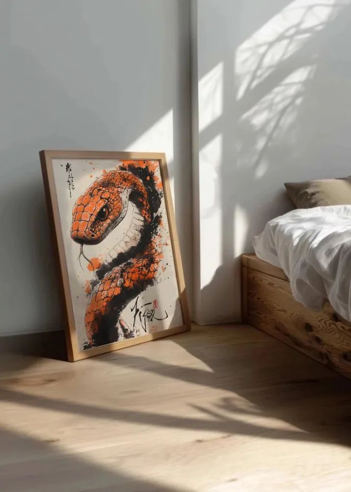 Serpent de style japonais en couleur orange Fine Artic