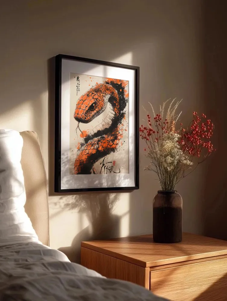Serpent de style japonais en couleur orange Fine Artic