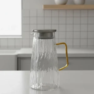 10" GLASS PITCHER-COLORED HANDLE Kitchen Depot