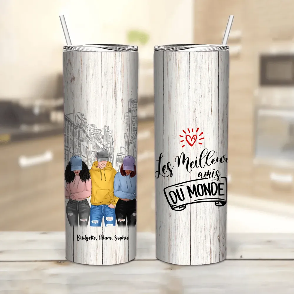 Gobelet personnalisée noms, Tumbler cadeau pour amies, Sœurs, Jusqu'à 2 filles, Meilleures Amis Du Monde merchOne