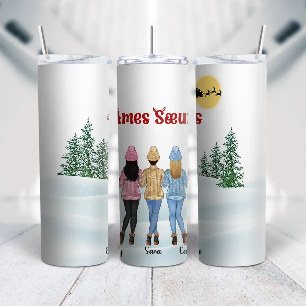 À mes meilleures amies Gobelet personnalisée, Tumbler cadeau de Noël pour mes âmes sœurs, À ma Sœur Blanc merchOne