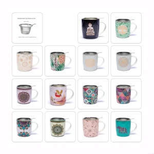 Sélection de tasses/ mugs en verre ou en porcelaine (Kaolinite), de 250 et 400 ml. Avec de très jolis dessins, modèles aux...