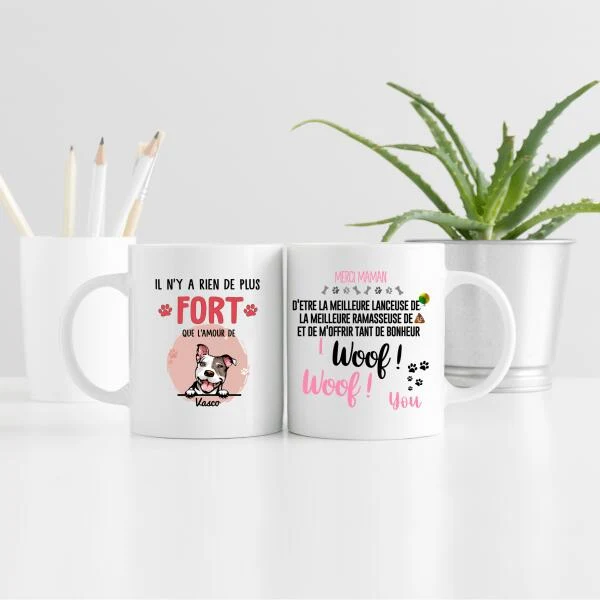 "Il n'y rien de plus fort que l'amour de" chat ou chien - Tasse personnalisée
