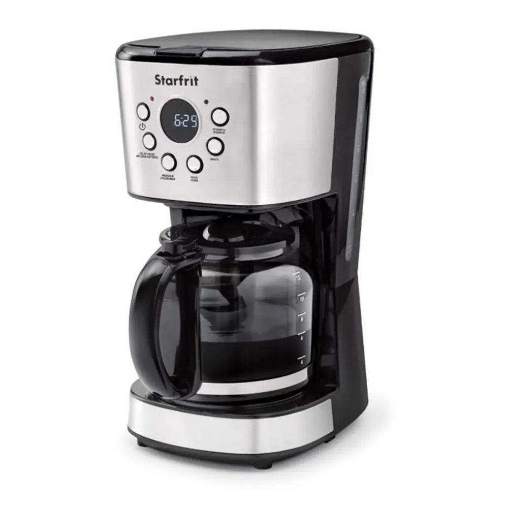 Starfrit - Cafetière Électrique Programmable, Capacité de 12 Tasses, 900 Watts, Acier Inoxydable