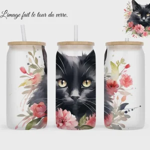 🥤 Verre givré sublimé – chat noir