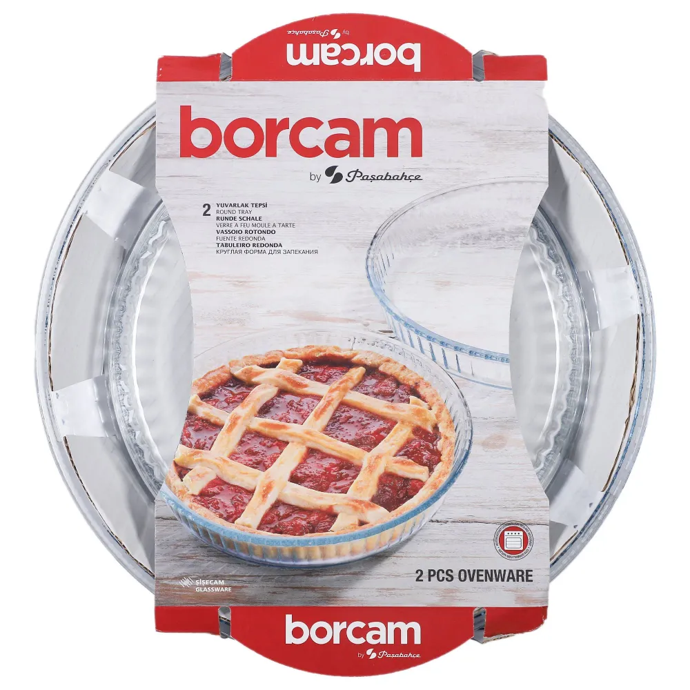 2 plats à tarte ronds en verre Stokomani
