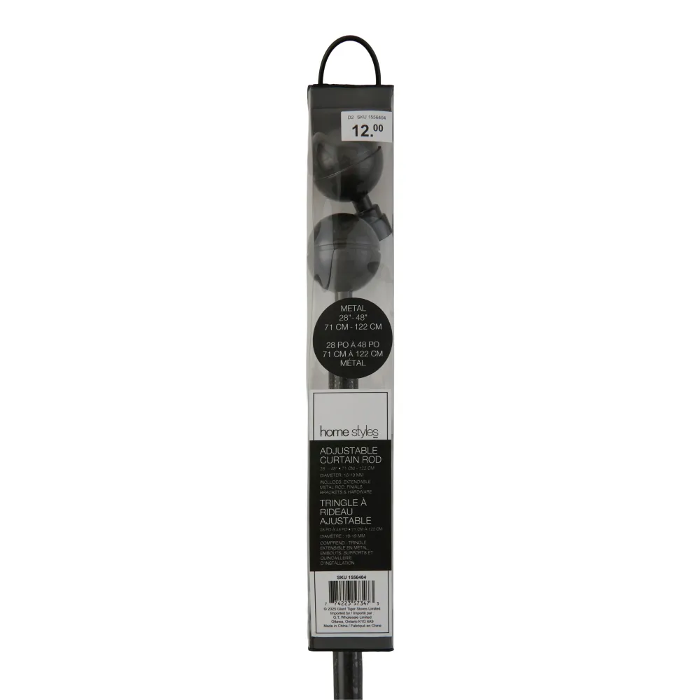 Tringle à rideau métallique HomeStyles, 28 po à 48 po