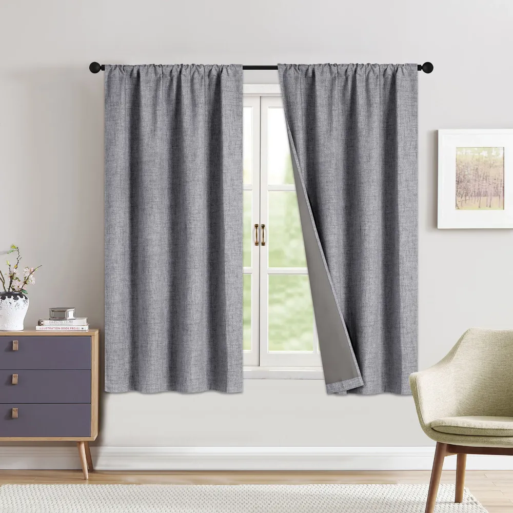 Rideaux opaques d'aspect lin avec passe-tringle - emb. de 2, assortiment, 37 po x 63 po Giant Tiger