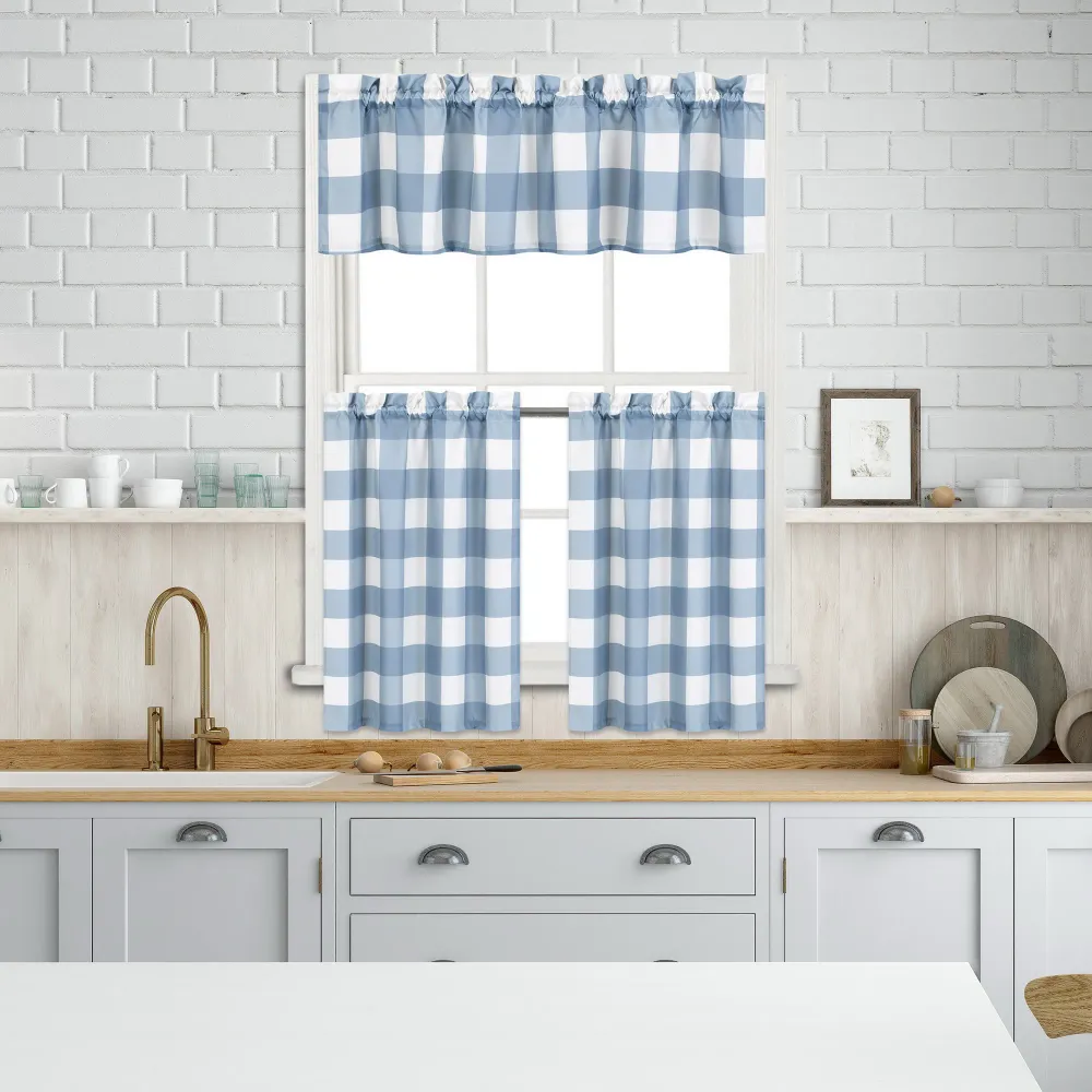 Ens. de rideaux de cuisine imprimés HomeStyles, 3 pièces