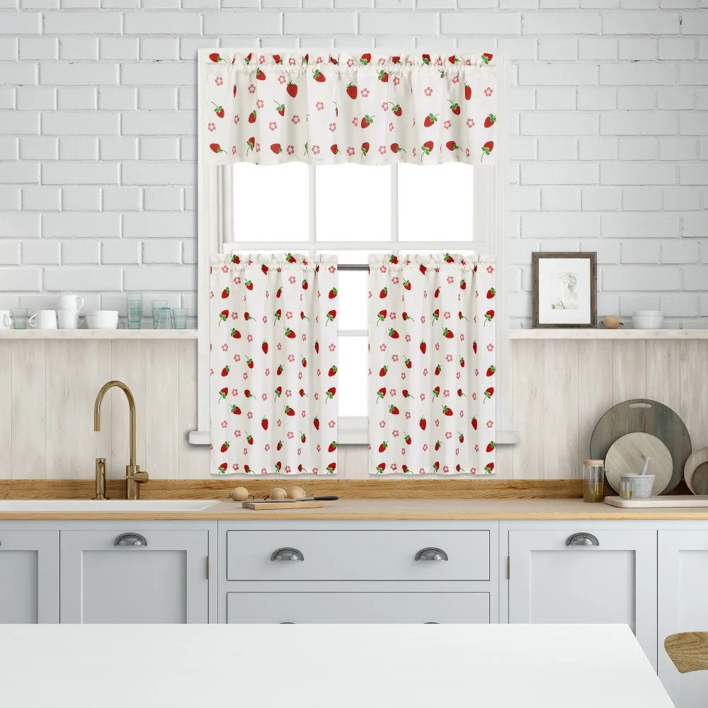 Ens. de rideaux de cuisine imprimés HomeStyles, 3 pièces