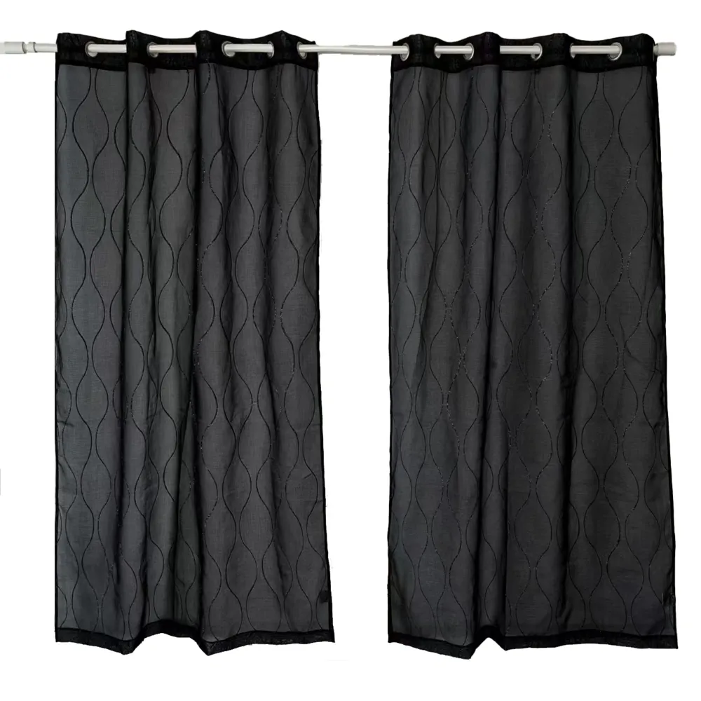 Ens. de rideaux diaphanes brodés HomeStyles - emb. de 2, 52 po x 84 po