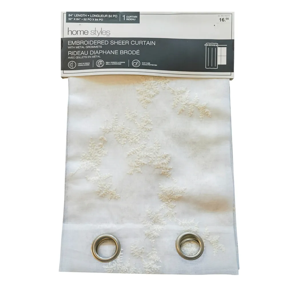 Rideau diaphane brodé HomeStyles, 52 po x 54 po