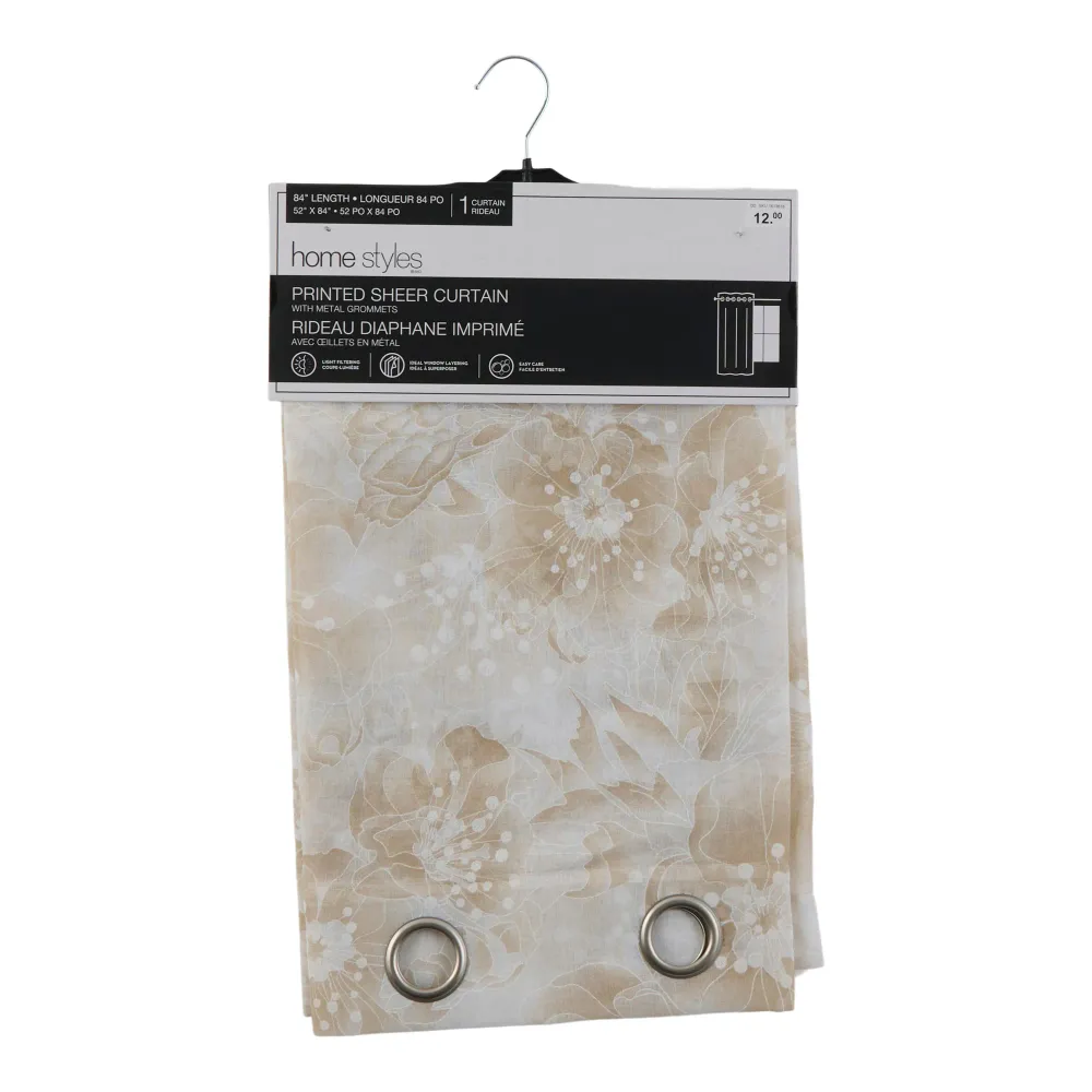 Rideau diaphane imprimé avec œillets HomeStyles, 52 po x 84 po