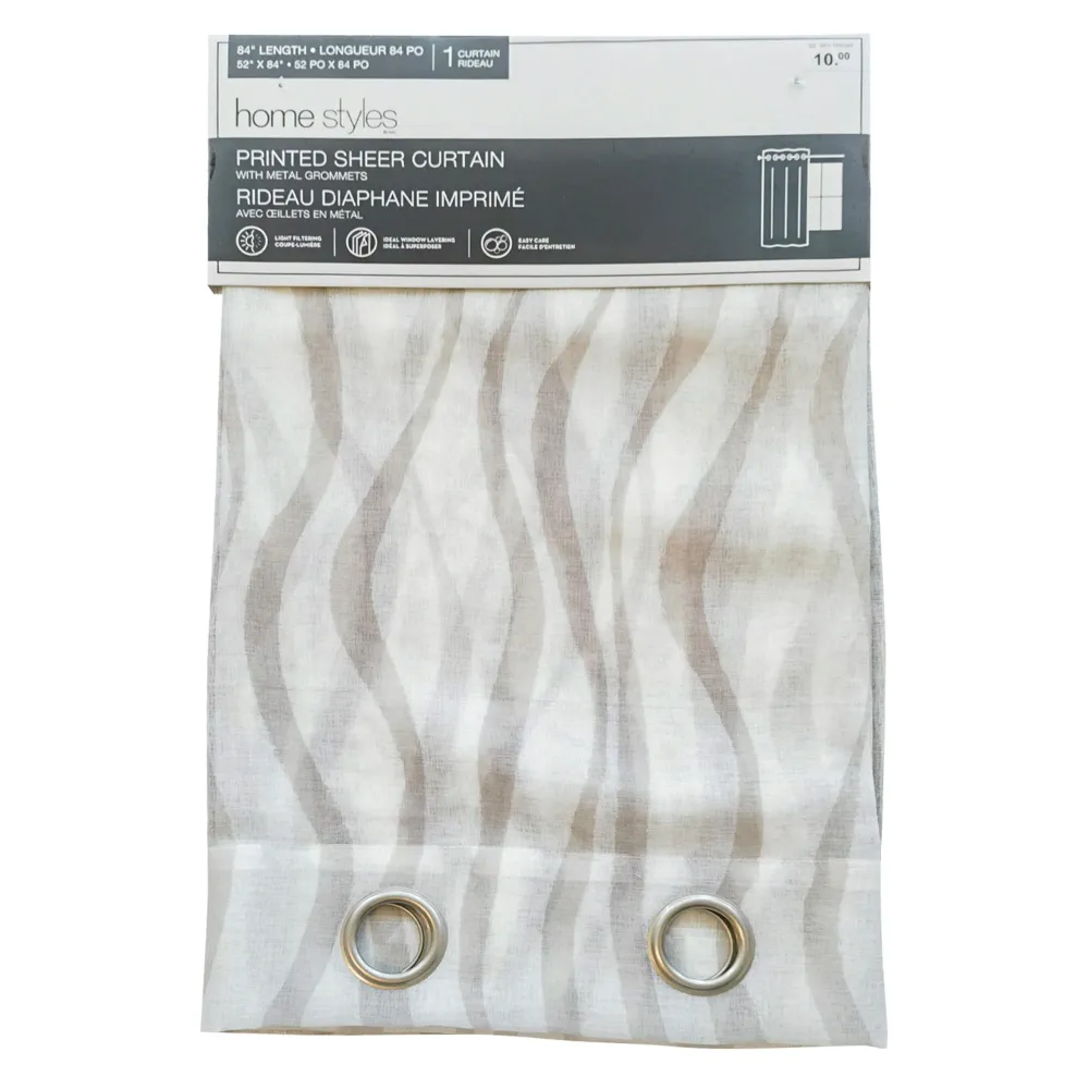 Rideau diaphane imprimé HomeStyles, 52 po x 84 po