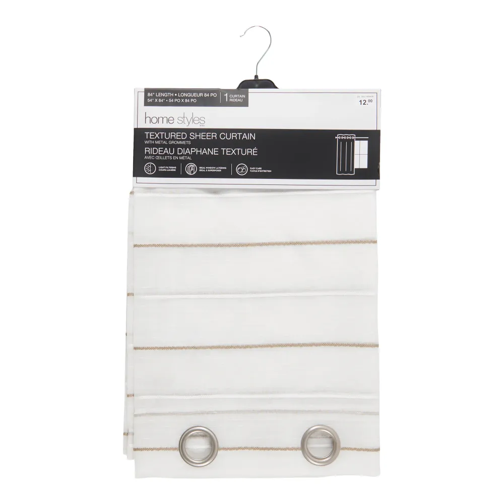 Rideau diaphane texturé avec œillets HomeStyles, 54 po x 84 po