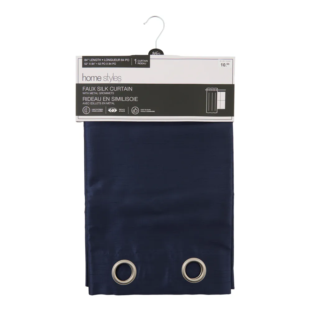 Rideau en similisoie HomeStyles, bleu marin, 52 po x 84 po