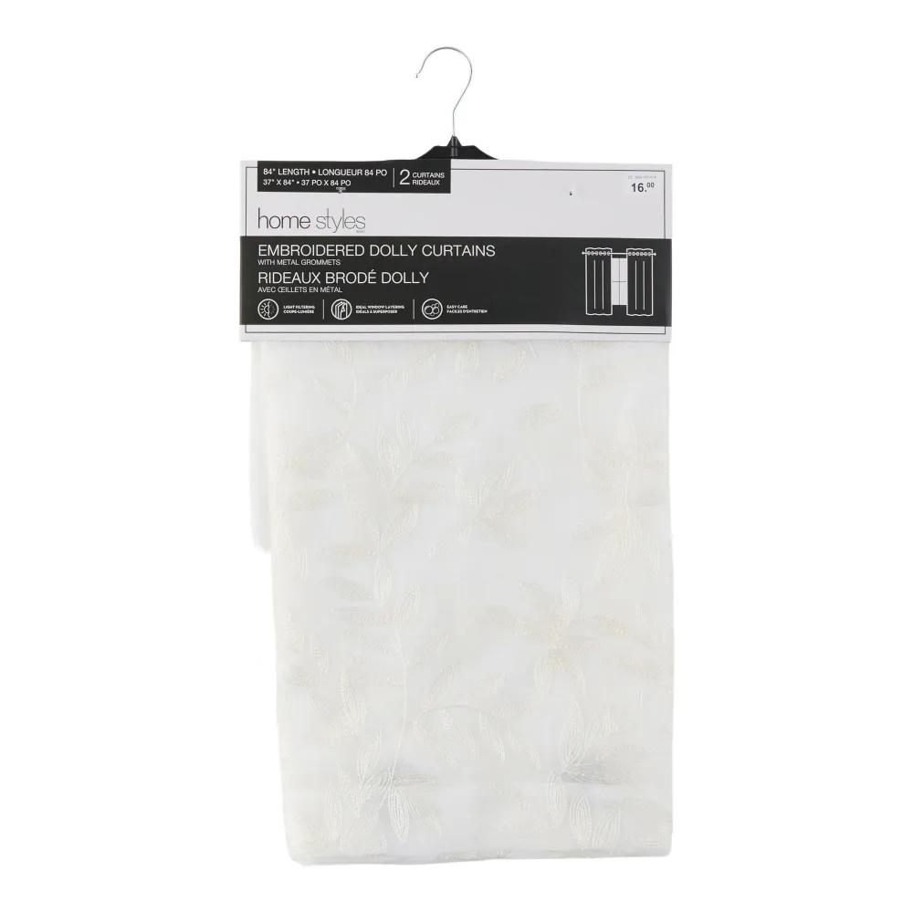 Rideaux diaphanes brodés avec œillets HomeStyles, emb. de 2, 37 po x 84 po