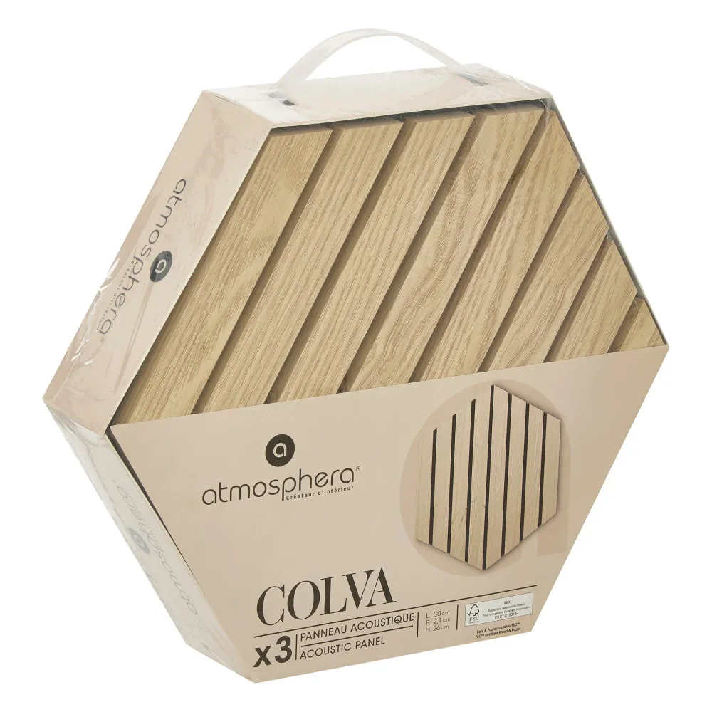 Panneau mural déco hexagonal clair 30x26 cm x3 Stokomani