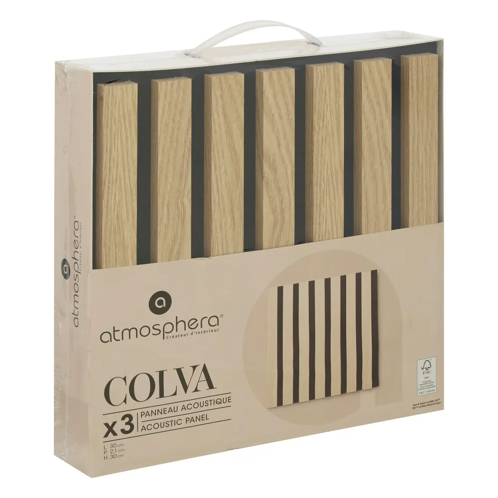Panneau mural Deco Colva Clair 30x30 cm x3 Stokomani