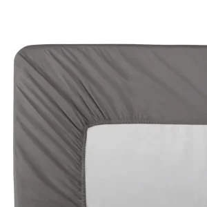 Drap-housse bonnet 40 cm 140x190 - Olana acier - GARNIER
