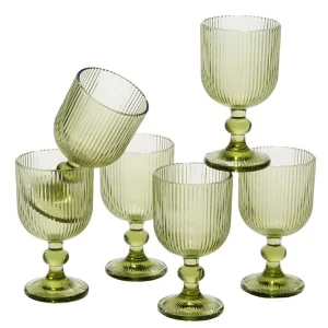 Mica decorations - lot de 6 verres à vin vert évident 250ml avec Coffret